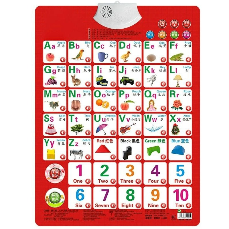 Kids Education Charts - Learn Numbers Alphabet Card Book Baby