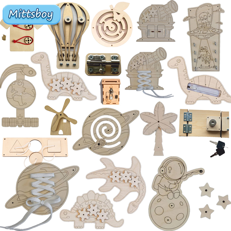 Kids Nature Education - Montessori Busy Board Accessories Wooden Toys