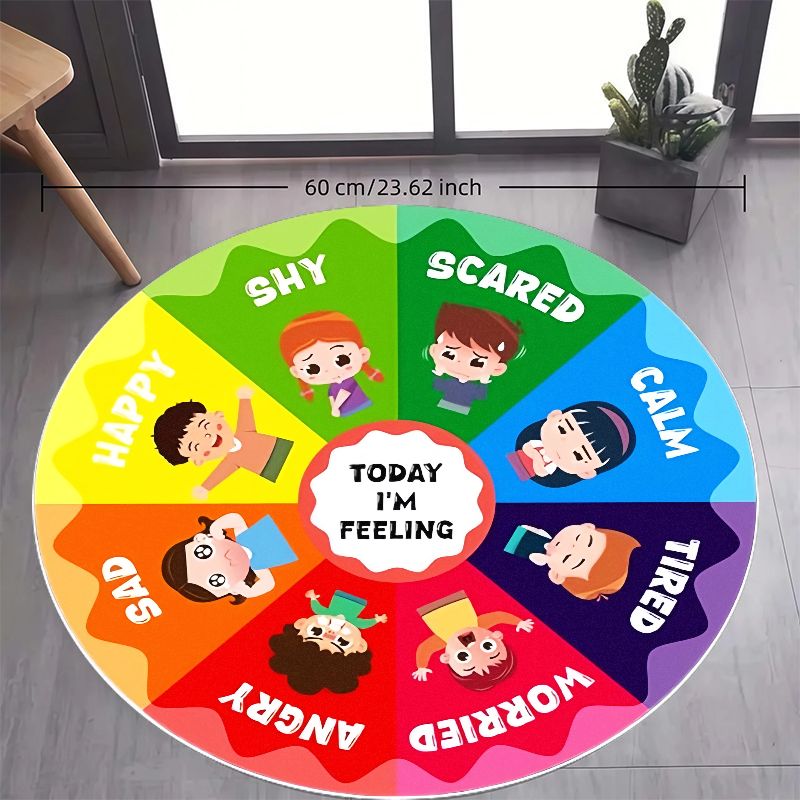 Emotion Wheel Kids Round Rug F - Kids Education Charts ulasan dan harga