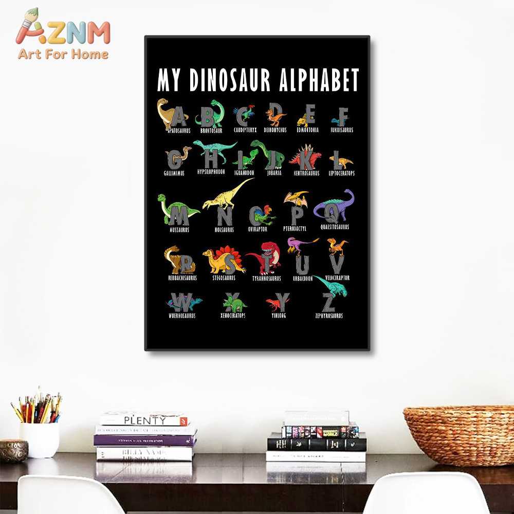 AZNM Dinosaur Alphabet Canvas  - Kids Education Background ulasan dan harga