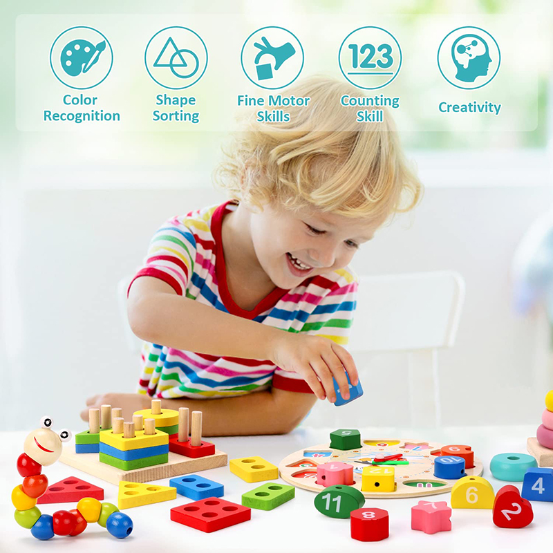 5-6pcs/set Montessori Wooden T - Kids Nature Education ulasan dan harga