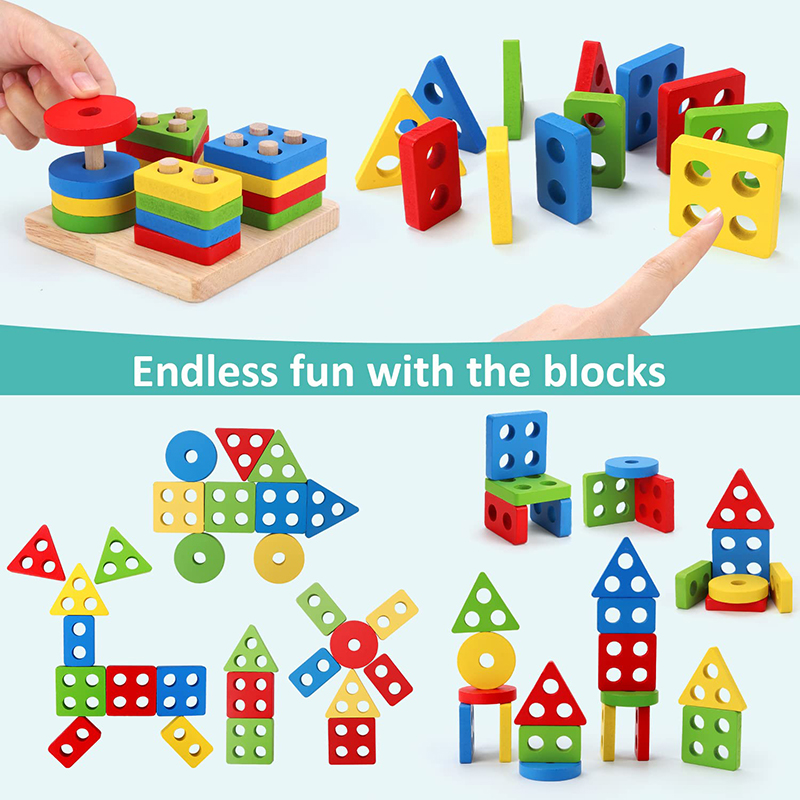 5-6pcs/set Montessori Wooden T - Kids Nature Education ulasan dan harga