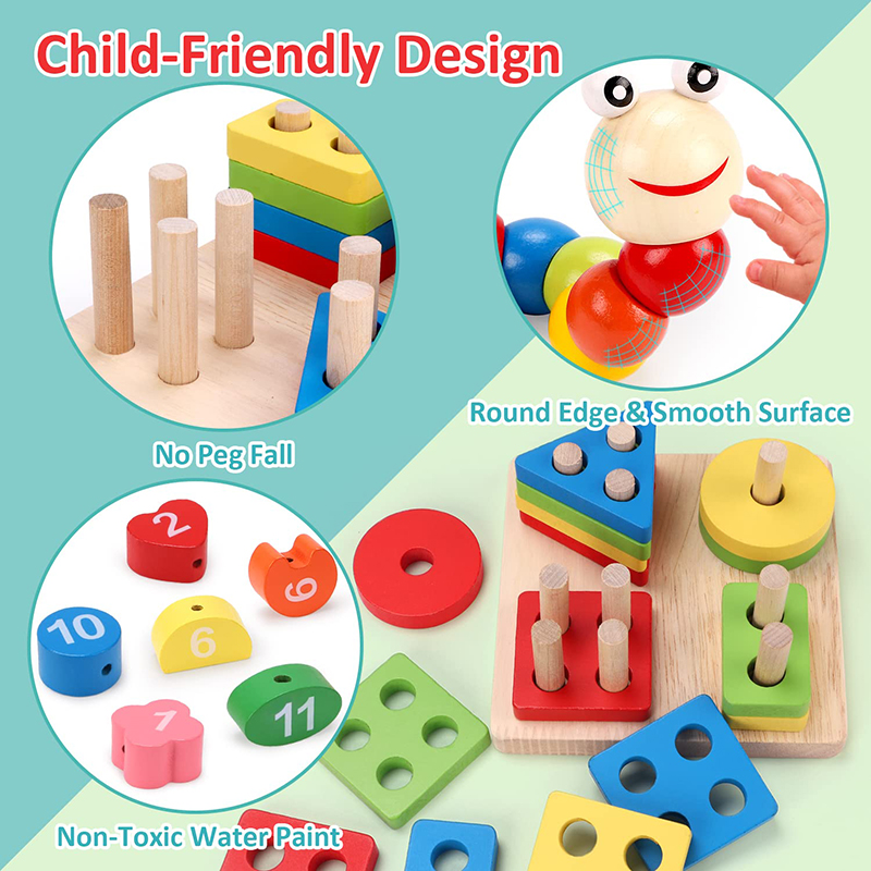 5-6pcs/set Montessori Wooden T - Kids Nature Education ulasan dan harga
