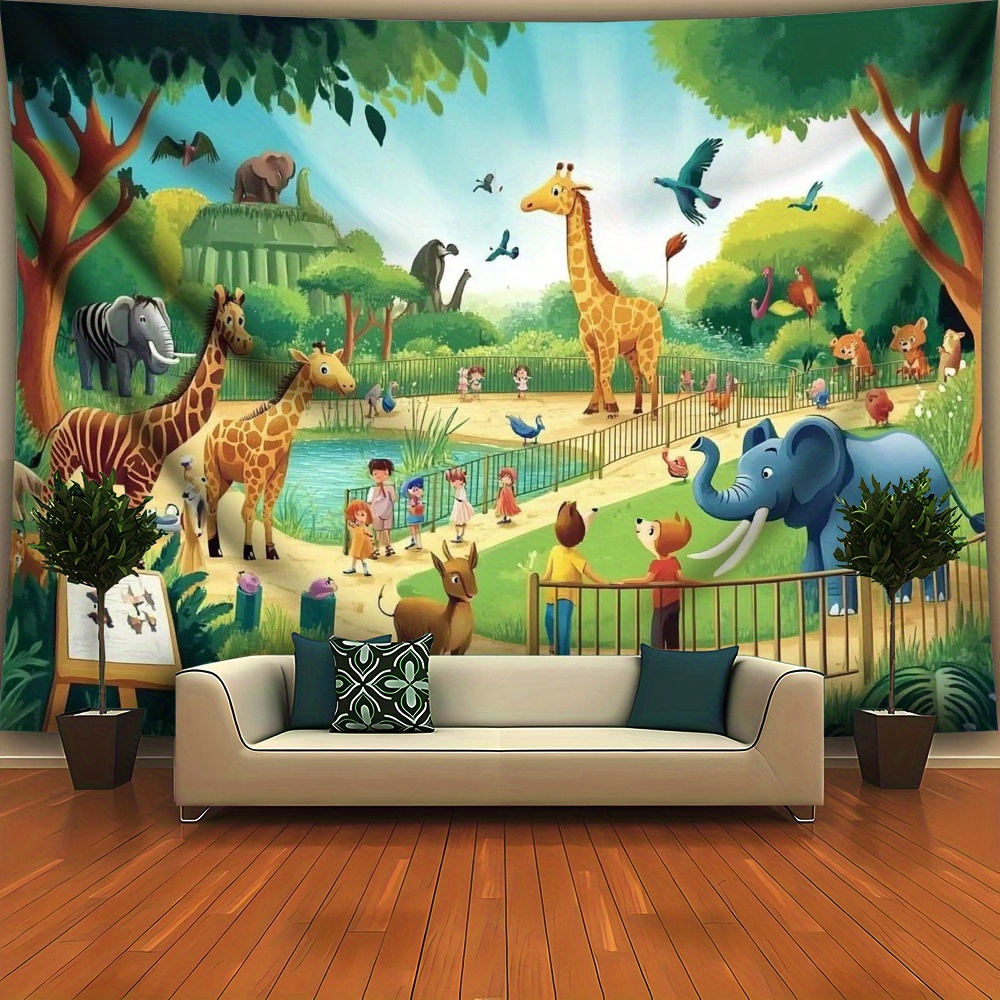 1pc Cartoon Zoo Animals Giraff - Kids Education Background ulasan dan harga